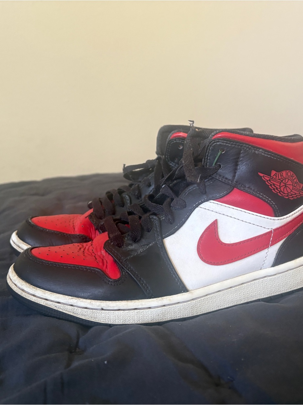 Jordan Men's High-Top Sneakers in Black, Red, and White